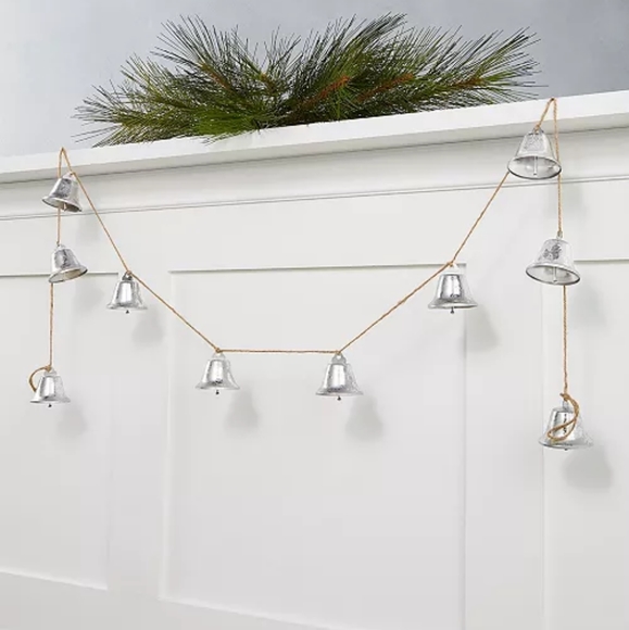 Martha Stewart Silver Woods Silver Bells Garland, Created for Macy's - Picture 2 of 4
